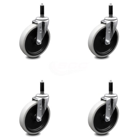 Service Caster 5 Inch Thermoplastic Rubber Wheel 7/8 Inch Expanding Stem Caster SCC, 4PK SCC-EX05S510-TPRS-78-4